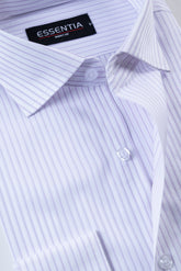 White & Purple Stripe Men's Dress Shirt